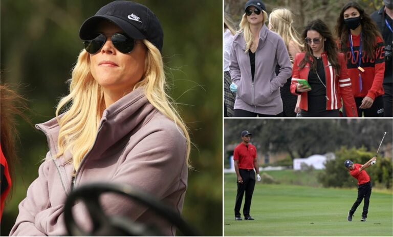 Tiger Woods’ ex-wife Elin Nordegren watches their son Charlie play golf