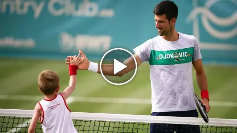 Djokovic having fun with his son Stefan in Wimbledon