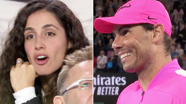 ‘Doesn’t care much’: Rafa Nadal accidentally burns his wife again at Australian Open
