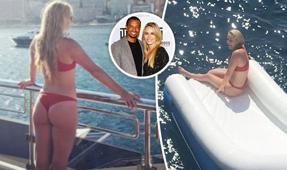 Tiger Woods’ ex Lindsey Vonn flashes BARE BOTTOM as she stuns in racy red thong bikini