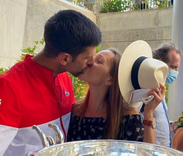 Novak Djokovic gets a kiss from his Wife and shares picture on facebook