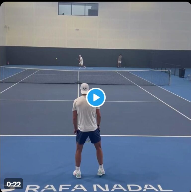 The jumping forehand finish from Rafa in practice today 😳