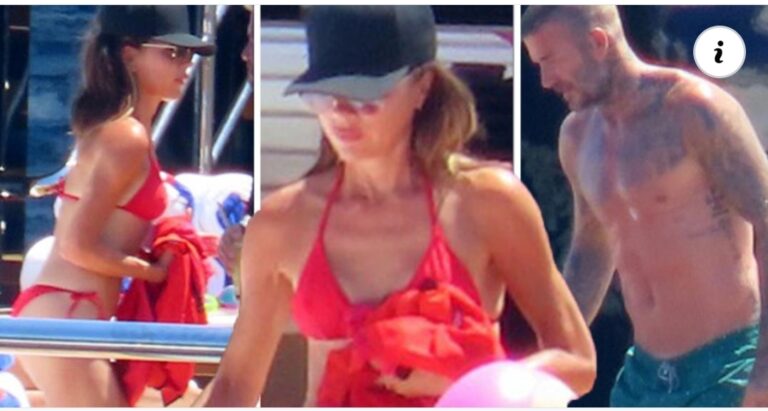 Victoria Beckham stuns in a black bikini as she and David relax on £5m yacht after ‘huge fallout with Harry and Meghan’…