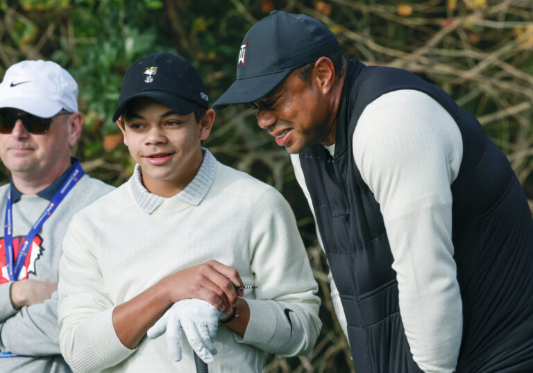 How awesome is that?’ Tiger Woods breaks down son Charlie’s golf swing