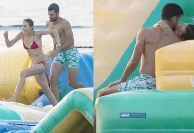 Novak Djokovic kisses his wife Jelena