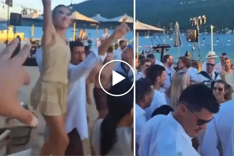 Djokovic shows off his moves dancing with his wife Jelena.
