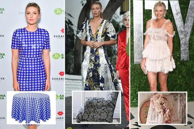 Wimbledon champ Maria Sharapova ditches tennis whites and serves up a treat as she sports furniture-inspired clothes