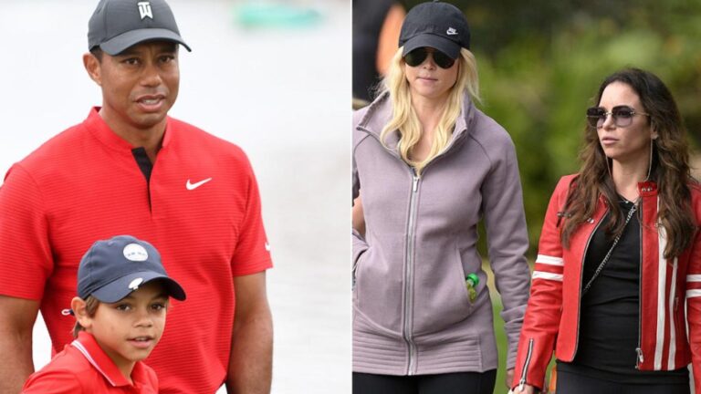 Ex-wife rubs shoulders with Tiger Woods’ girlfriend in 11-year first