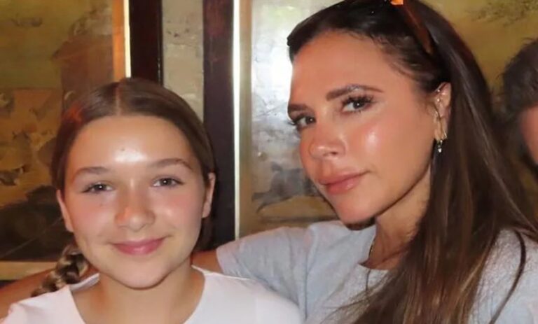 Harper Beckham is the image of her mum Victoria in timeless in ‘Posh Spice’ dress