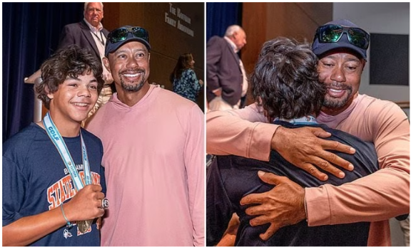 A Legacy Continues As Tiger Woods celebrates with his son Charlie receives high school state championship ring 