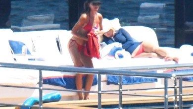 Victoria Beckham looked fabulous as she rocked a bright red string bikini while on vacation