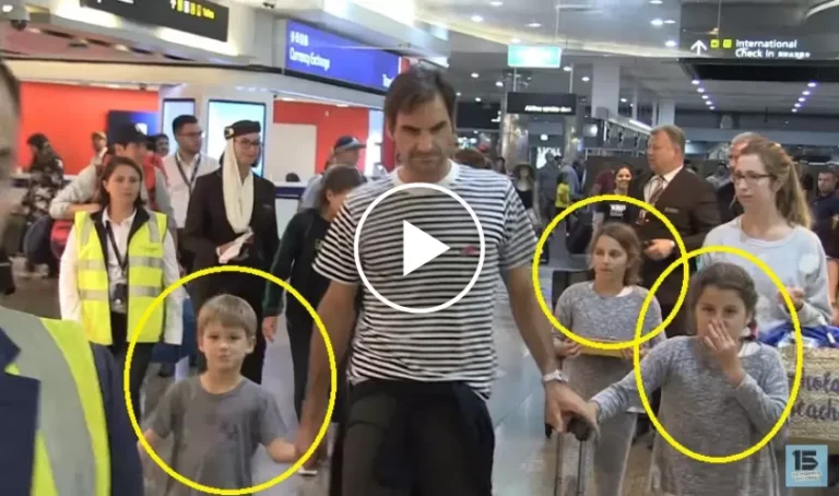 Roger Federer leaves Melbourne with wife Mirka and kids at the airport