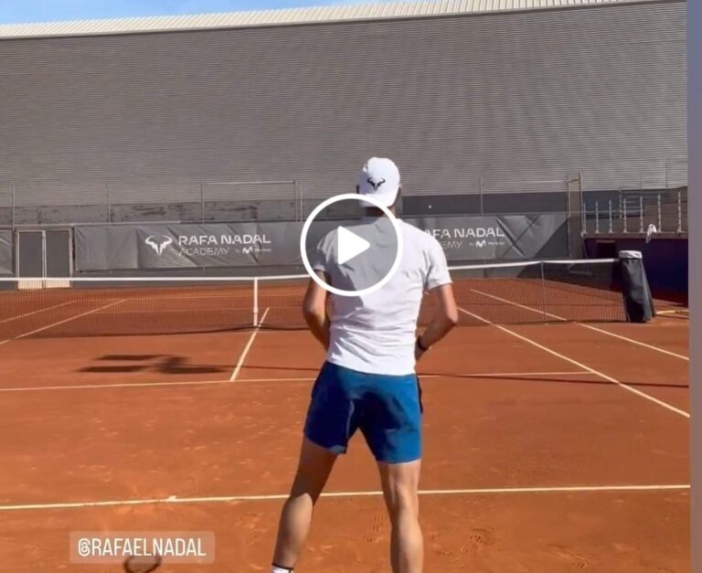 Withdrawn but not tired: Rafa practicing today, hoping to improve his level 💪🇪🇸💥